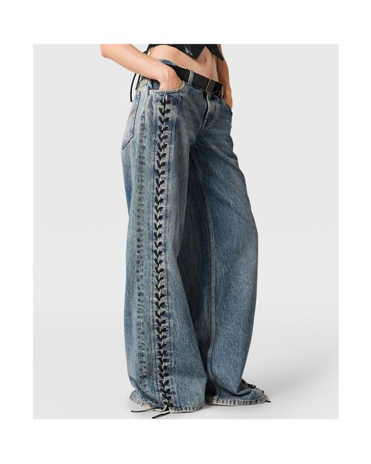 Stella McCartney Blue Wide-Leg Lace-Up Denim Jeans