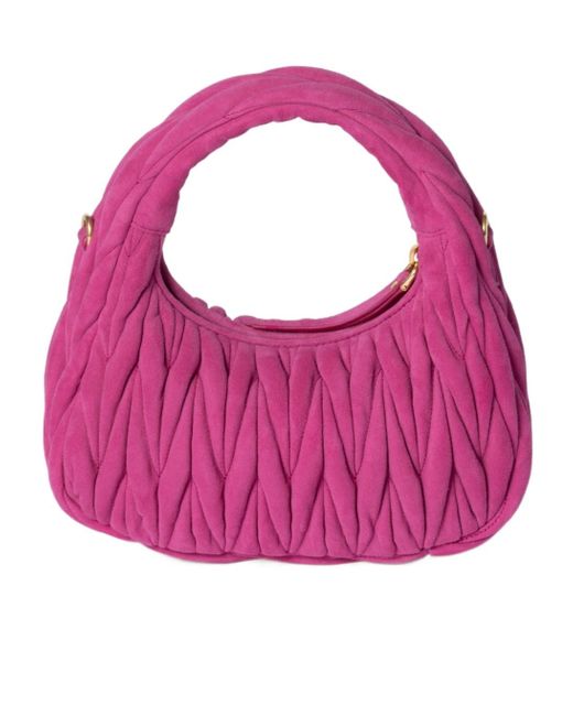 Miu Miu Pink Wander Matelassé Suede Bag