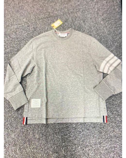 Thom Browne Gray Engineered 4-Bar Long Sleeve T-Shirt
