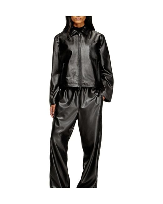 DIESEL Black Simple And Versatile Leather Jacket