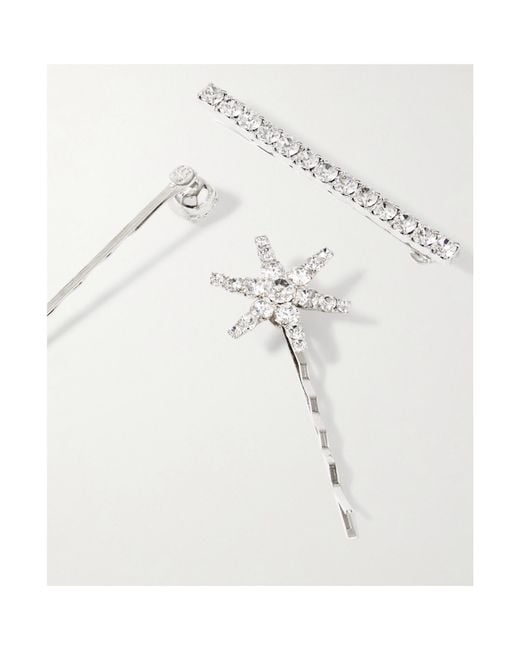 Jennifer Behr White Luzia Set Of Seven-Tone Swarovski Crystal Hair Slides