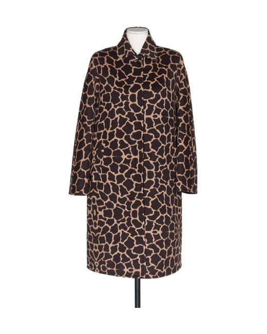 Max Mara Brown All-Over Patterned Long-Sleeved Coat