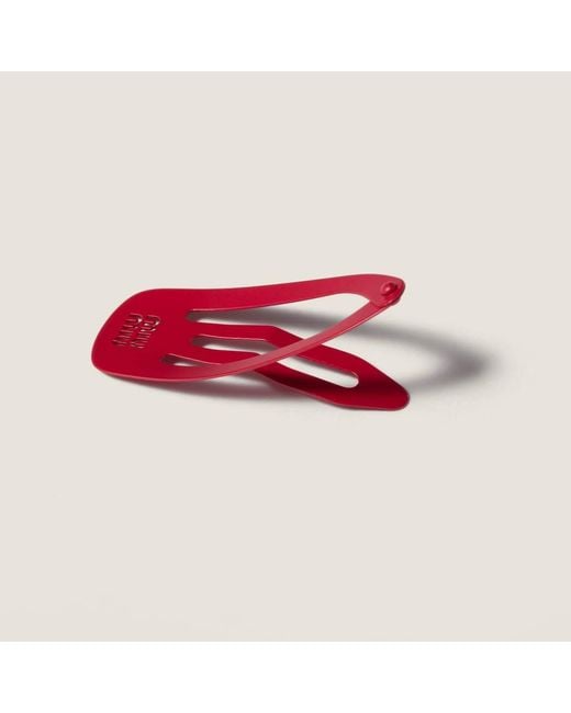 Miu Miu Red Metal Hair Clips