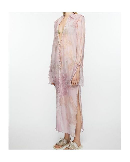 Acne Pink Chiffon Seasonal-Print Dress