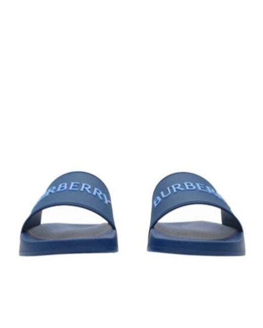 Burberry Blue Logo Detailed Slides for men