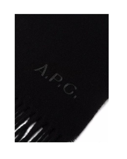 A.P.C. Black Logo-Embroidered Wool Scarf for men