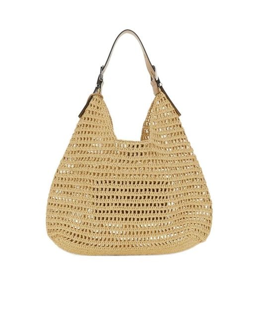 Michael Kors Natural Michael Logo Plaque Hobo Bag