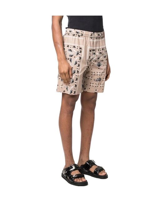 MSGM Natural Paisley Printed Elasticated Waist Shorts for men
