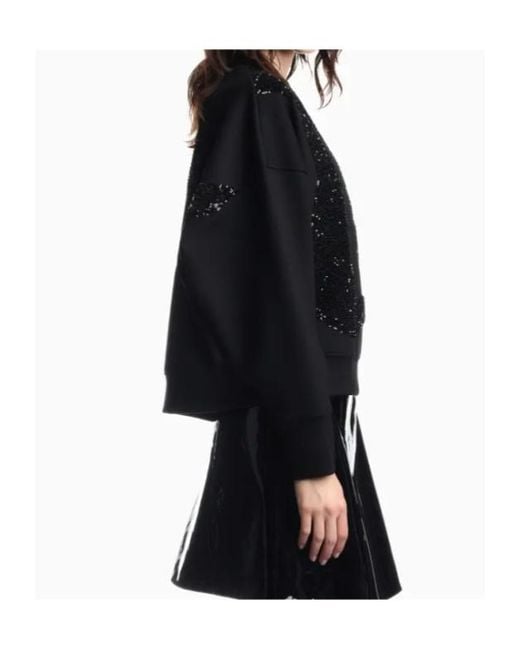 Emporio Armani Black Embellished Crewneck Sweatshirt