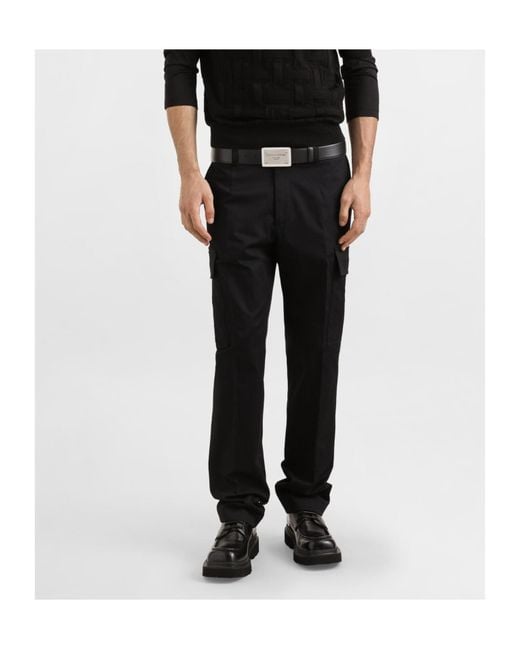 Dolce & Gabbana Black Logo Plaque Cargo Pants for men