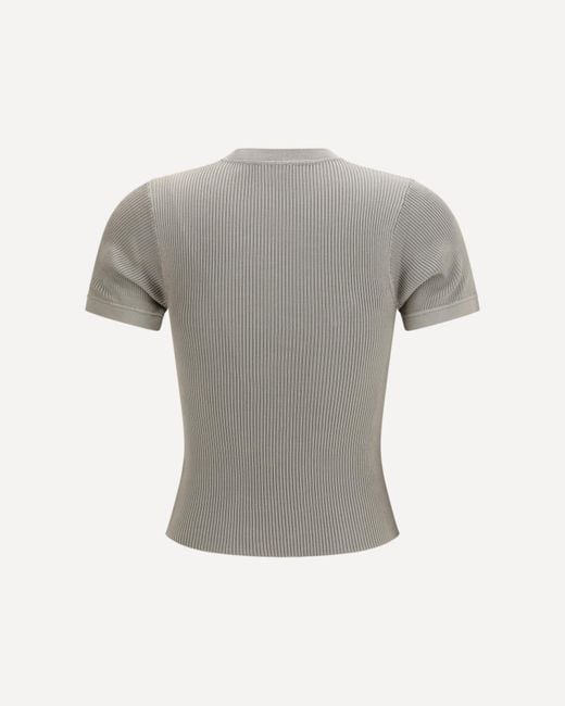 Rier Gray Short-Sleeved Ribbed T-Shirt