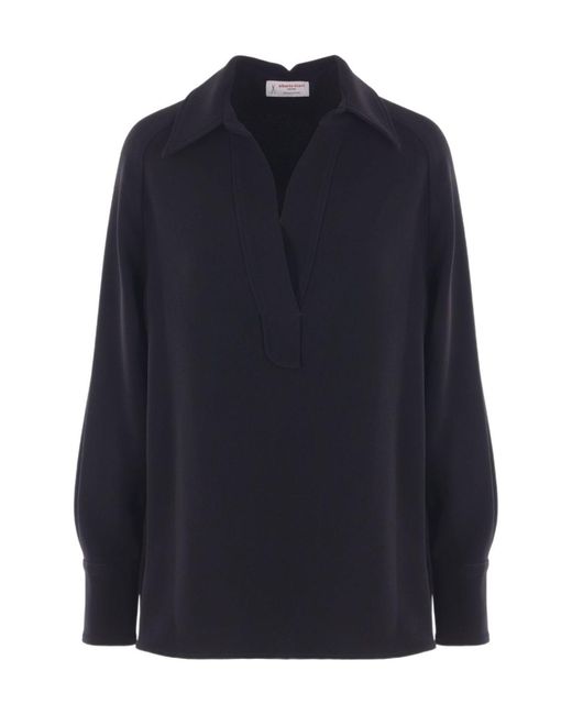 Alberto Biani Blue Crepe Blouse