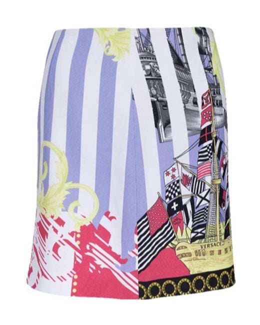 Versace Pink Stripe Print Skirt