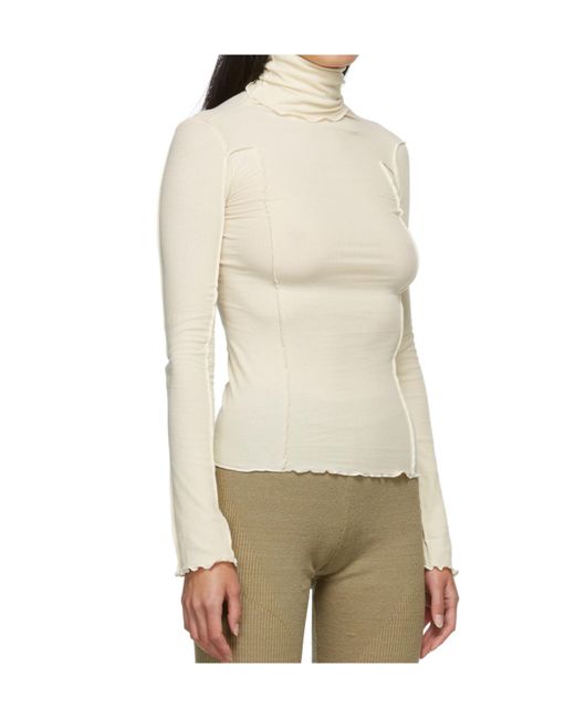 Baserange Natural Rolled-Trim High-Neck Blouse