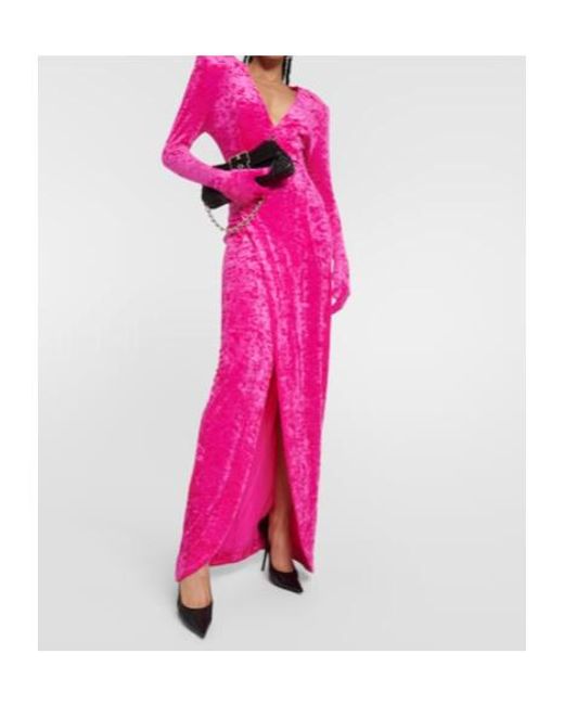 Vetements Pink A Long Velvet Dress With Gloves