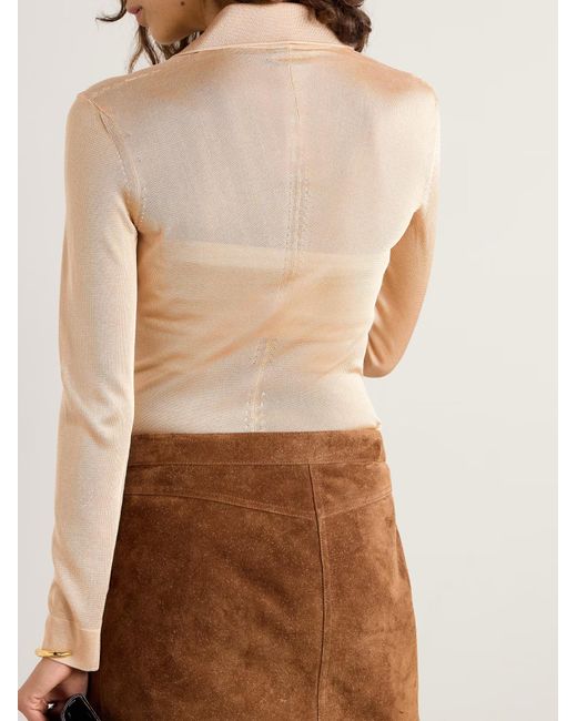 Tom Ford Natural Long-Sleeved Knitted Bodysuit