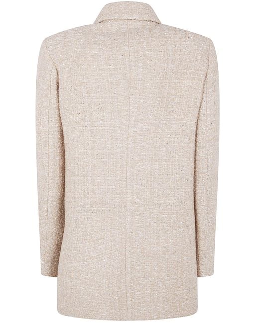 Twinset Natural Sequin-Embellished Double-Breasted Coat