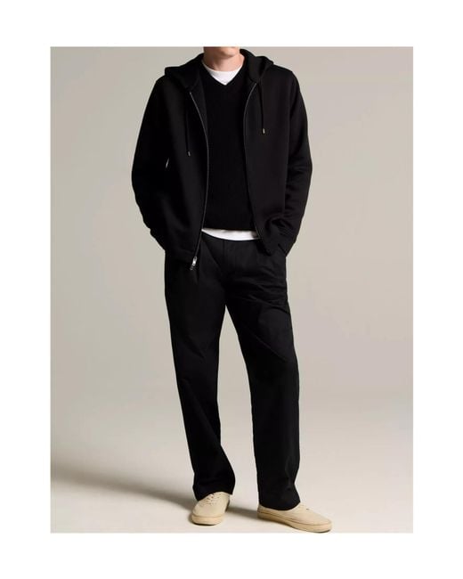 Vince Black Cotton-Blend Scuba Zip-Front Hoodie for men