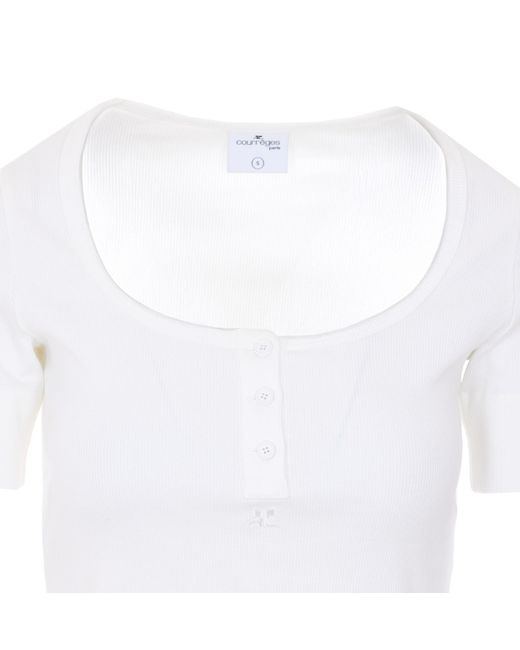 Courreges White Courrèges Logo Embroidered Top