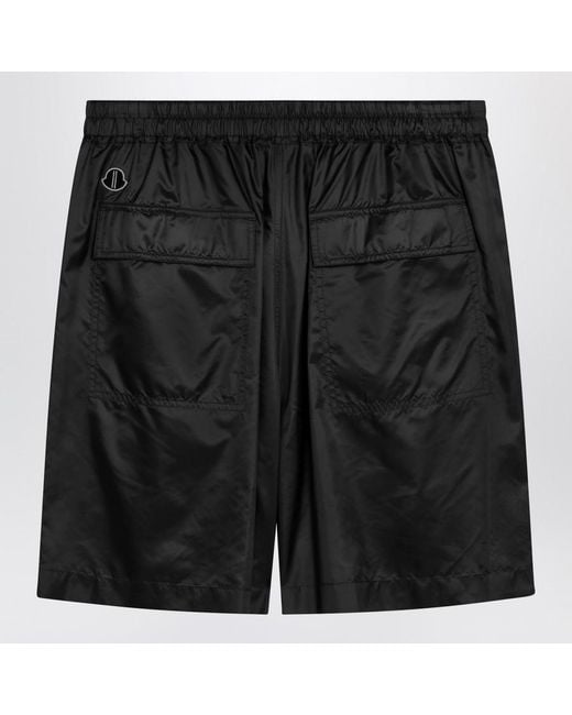 Moncler Black Moncler Rick Owens Logo Embroidered Drawstring Shorts for men