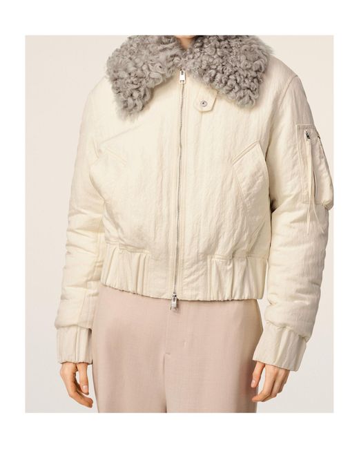 AMI Natural Quilted Bomber Jacket for men