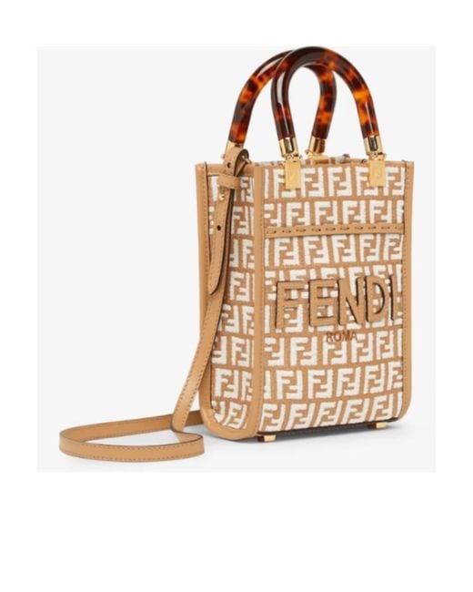 Fendi Natural Mini Sunshine Shopper Bag