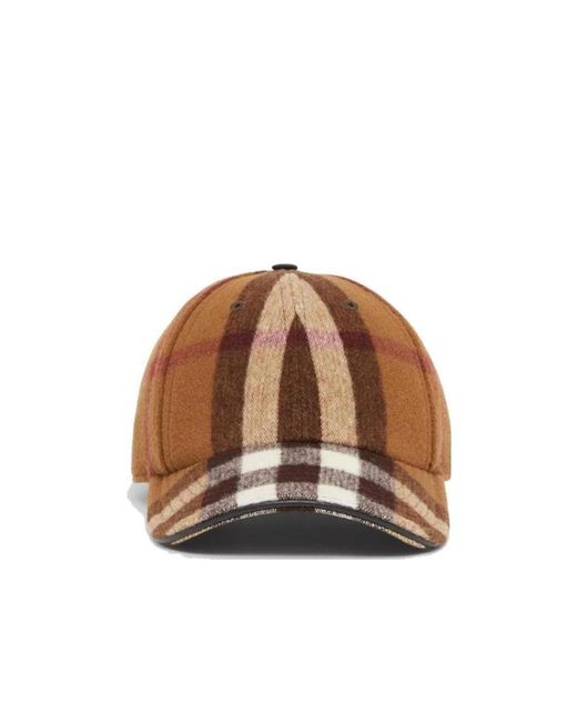 Burberry Brown Check-Print Baseball Cap for men