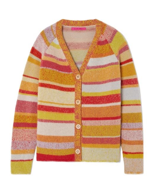The Elder Statesman Orange Striped Cashmere Cardigan