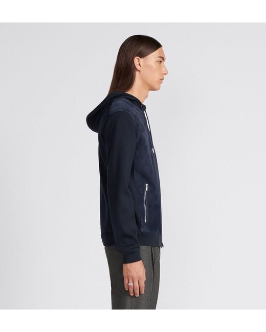 Dior Blue Icons Zipped Hooded Sweatshirt for men