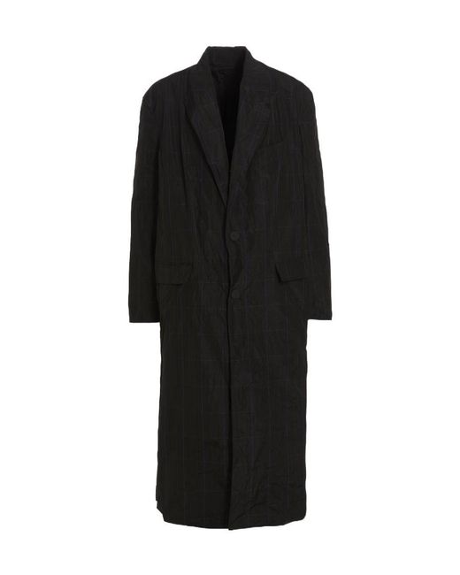 Balenciaga Black Checked Single-Breasted Coat for men