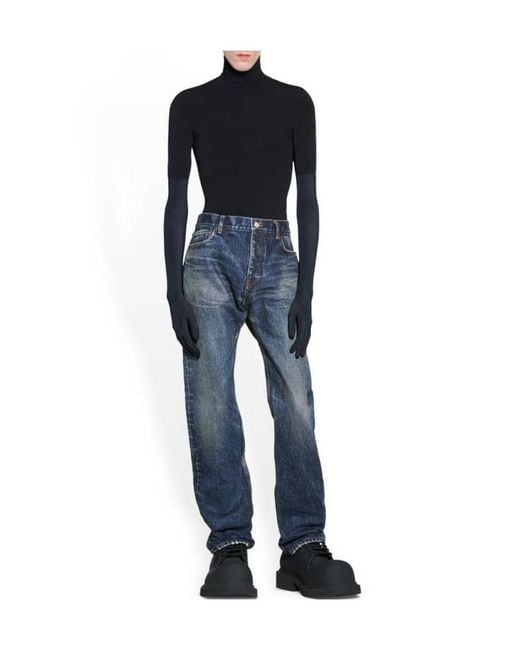 Balenciaga Blue Faded Wide-Leg Jeans for men