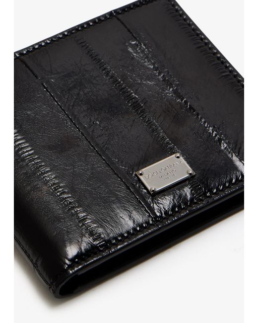 Dolce & Gabbana Black Logo Plaque Bi-Fold Wallet for men
