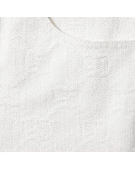 Gucci White Bermuda Gg Jacquard Denim Shorts