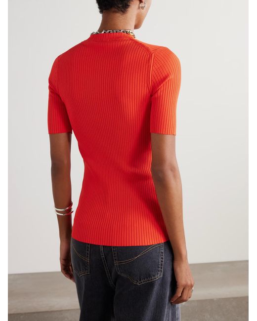 Stella McCartney Red Ribbed Crewneck Jumper