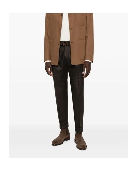 Berwich Gray Pleated Wool Trousers for men