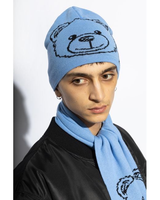 Moschino Blue Teddy Bear Beanie for men