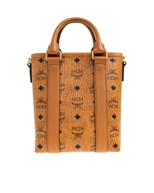 MCM Brown Aren Mini Printed Tote Bag for men
