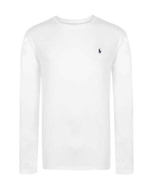 Polo Ralph Lauren White Long Sleeve Round Neck T-Shirt for men