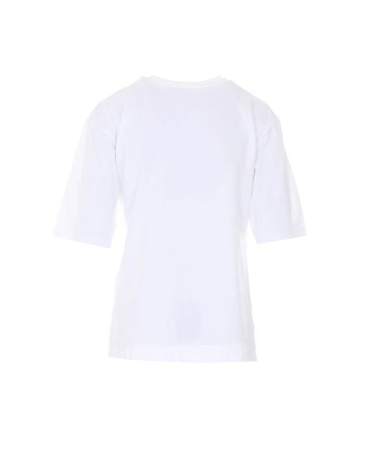Twinset White Logo Plaque Crewneck T-Shirt