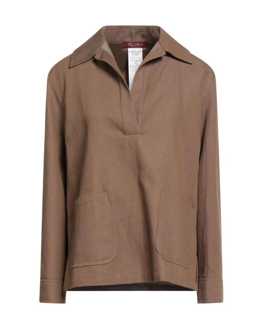 Max Mara Brown Solid Color Long-Sleeve Coat