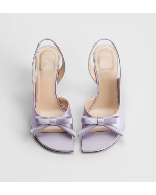 Dior White Bow Heeled Slingback Sandal