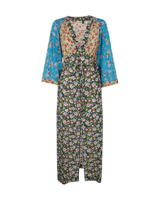 Rixo White V-Neck Floral Printed Dress