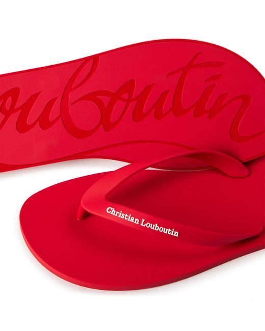 Christian Louboutin Red Solid Color Flip Flops for men