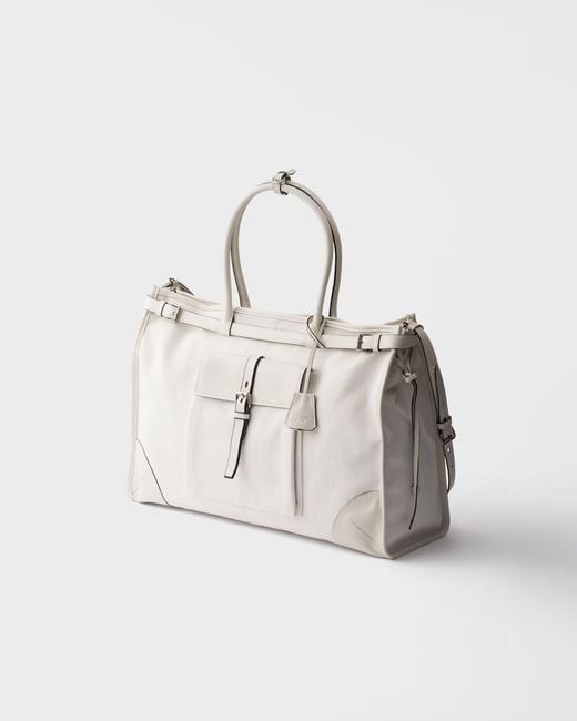 Prada Gray Bonnie Denim And Leather Tote Bag for men