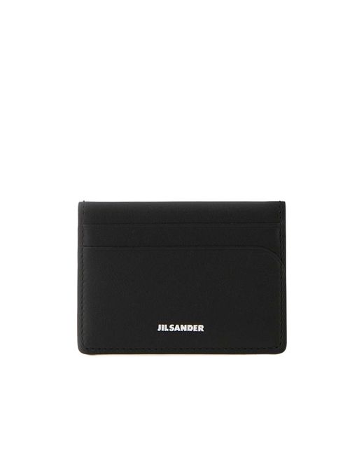 Jil Sander Black Curve Credit Card Holder for men