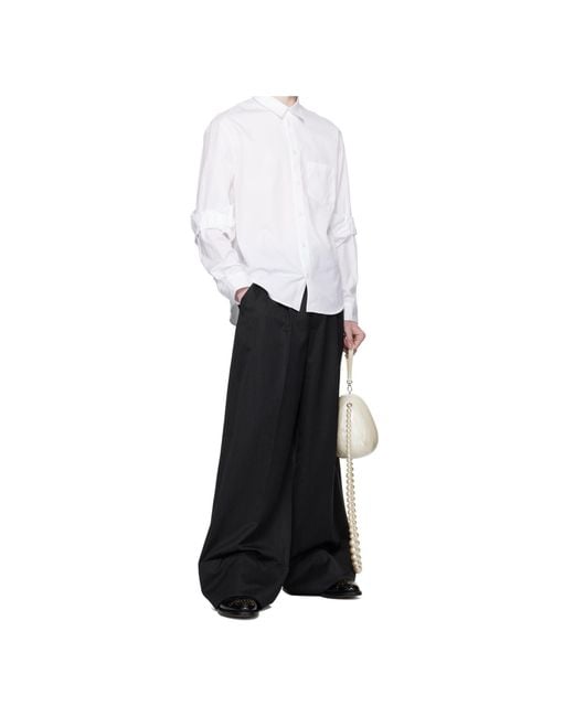 Simone Rocha White Gathered-Cuff Cotton Shirt for men