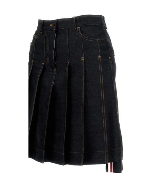 Thom Browne Black Pleated Stitched Skirt