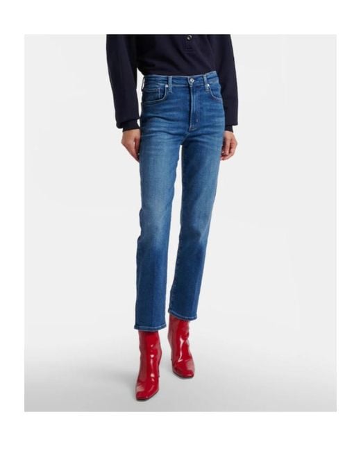 Citizens of Humanity Blue Caia High-Rise Straight Jeans