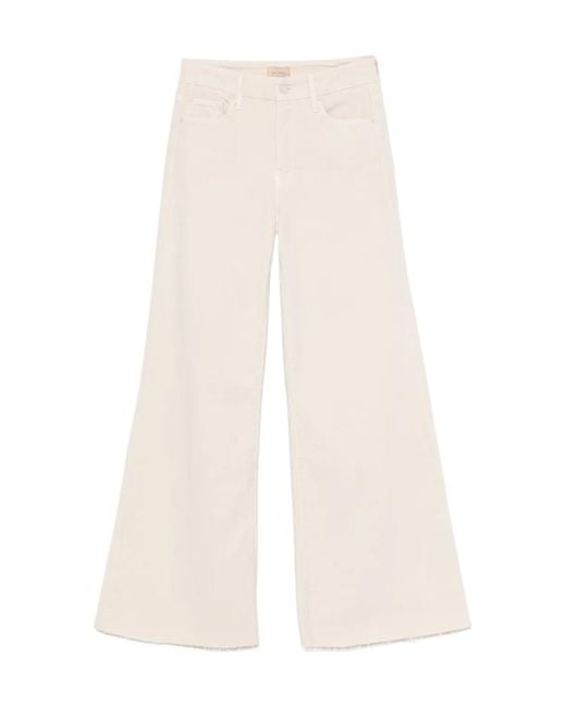 Mother White Mid-Rise Flared Leg Jeans