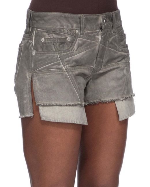 Rick Owens Gray Denim Shorts With Belt Loops